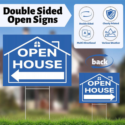 44 Pcs Open House Signs for Real Estate Agent Supplies, Double Sided Open House Flag Kit for