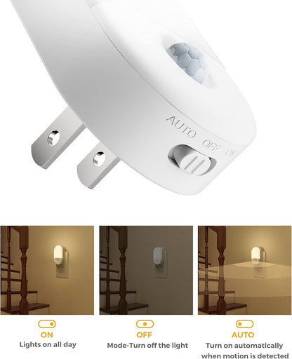 L LOHAS LED Motion Sensor Night Light, Motion Activated Night Light, 4Pack, 3000K Warm White, Night