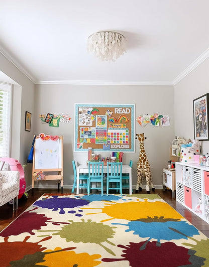STARUIA Large Area Rug for Living Room, 8'x10' Rainbow Kids Rug for Classroom, Colorful Art