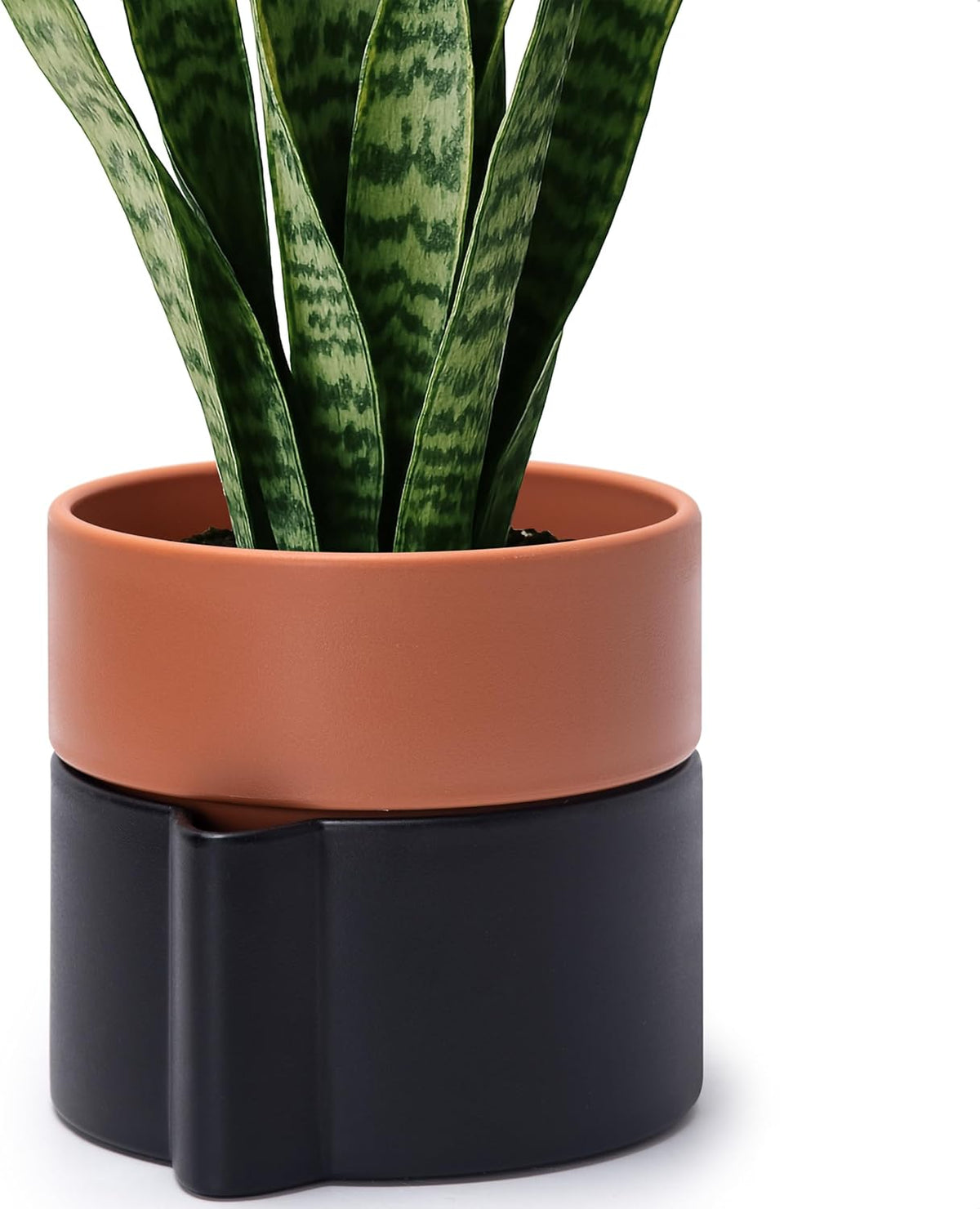 6.5 Inch Self-Watering Planter Pot with Terracotta Insert, Deep Water Reservoir, and Ceramic-Alike