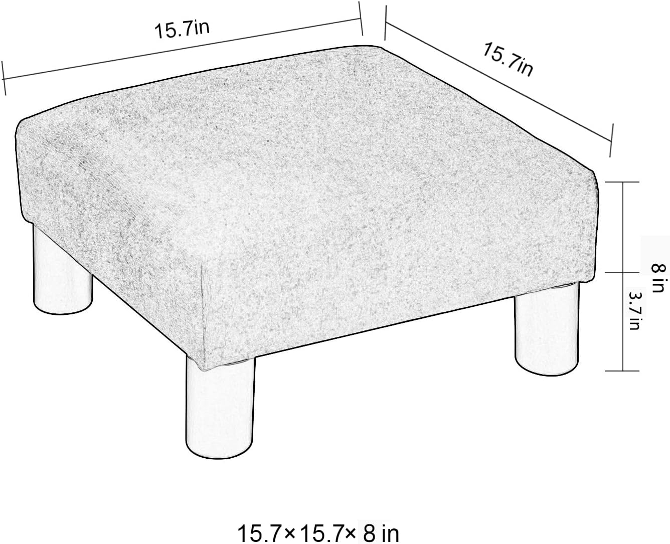 Joveco 15'' Small Foot Rest Stool Ottoman- Upholstered Footstool and Ottomans Small Footrest for
