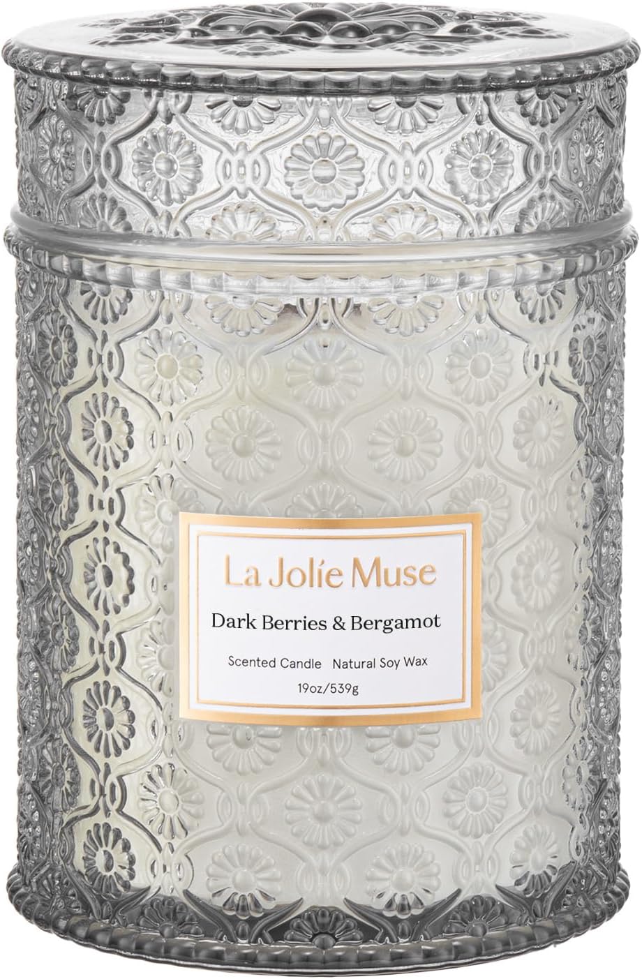 LA JOLIE MUSE Dark Berries & Bergamot Candle - Berries, Grape, Caramel | 19 oz Large Wooden Wick