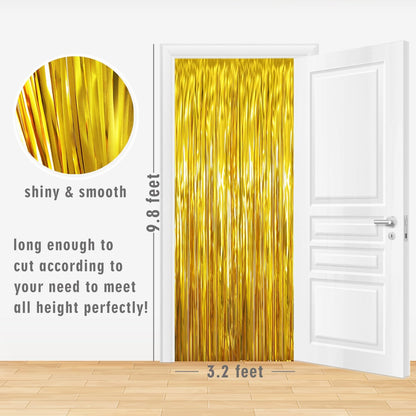 GOER 3.2 ft x 9.8 ft Metallic Tinsel Foil Fringe Curtains Party Photo Backdrop Party Streamers for