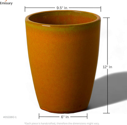 Emissary Bullet 9.5 in. Bright Orange Ceramic Round Planter (9.5 in. L x 9.5 in. W x 12 in. H) with