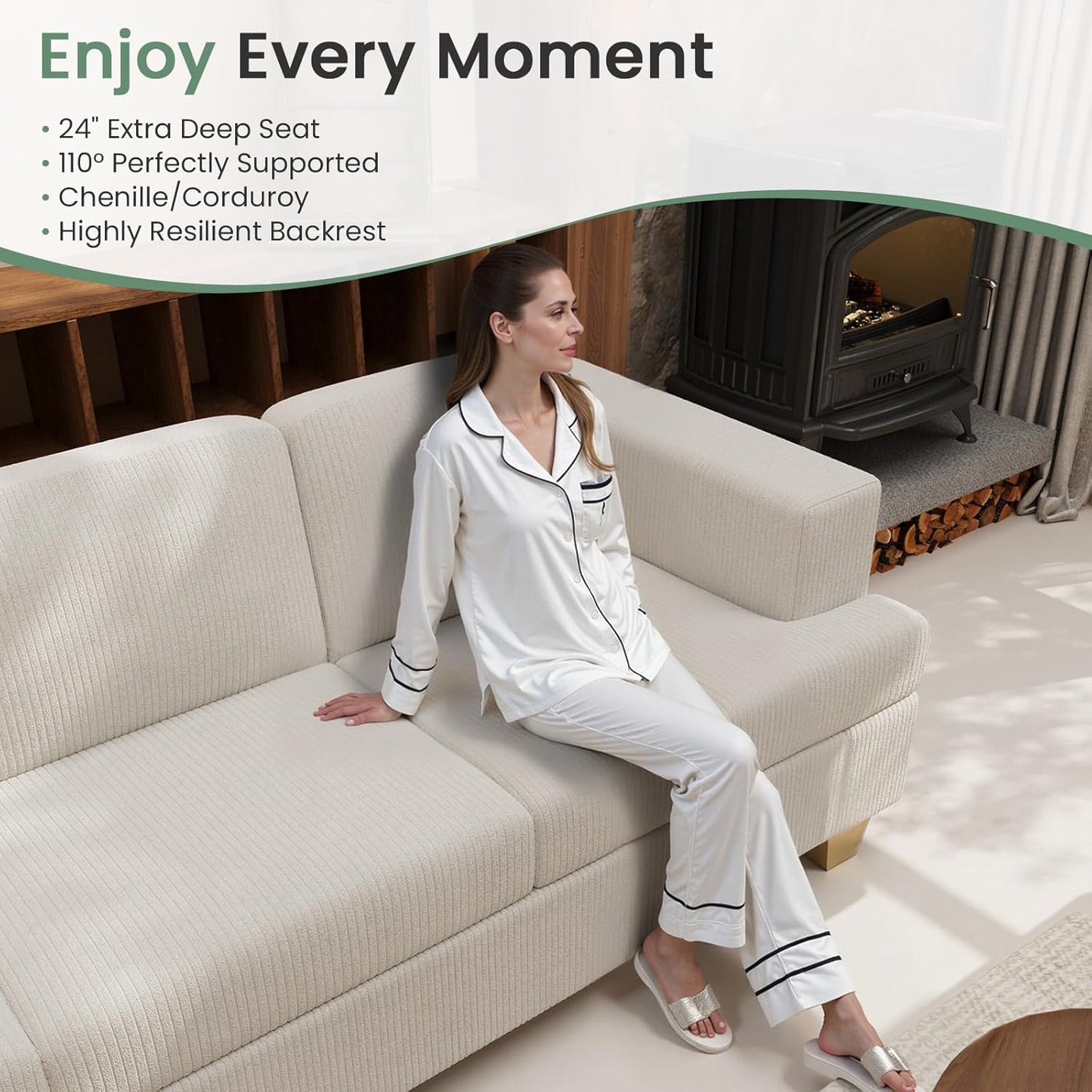 63" Corduroy Sofa Couch Loveseat for Living Room, Small Seep Seat Loveseat Sofa for Bedroom, Comfy