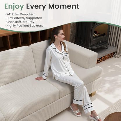 63" Corduroy Sofa Couch Loveseat for Living Room, Small Seep Seat Loveseat Sofa for Bedroom, Comfy