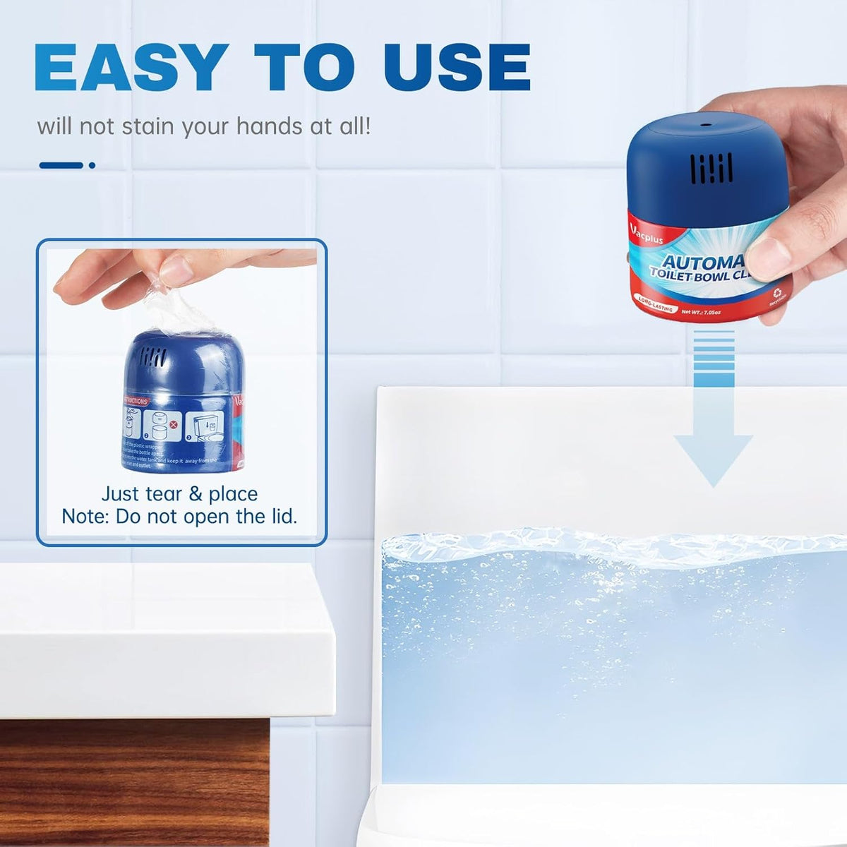 Vacplus Toilet Bowl Cleaners - 6 Pack, Krazy Clean Automatic Long-Lasting Toilet Cleaner Bottles
