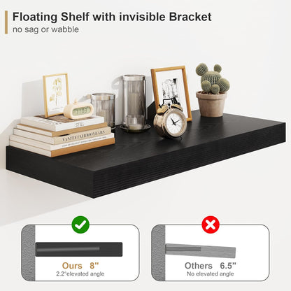 Heimlove 12 Inch Deep Floating Shelves, 55 x 12 inch Extra Long Floating Shelves for Wall, Large
