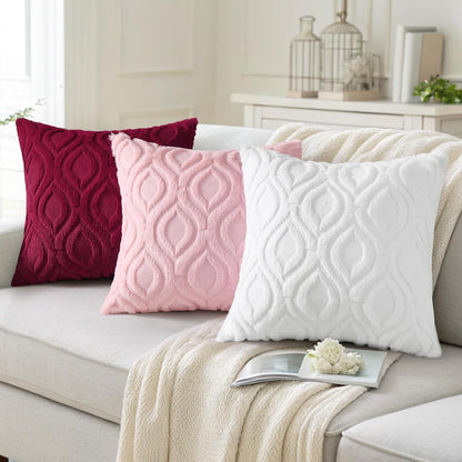 decorUhome Throw Pillow Covers 22x22 Inch Set of 2, Soft Plush Decorative Faux Fur Light Pink Solid