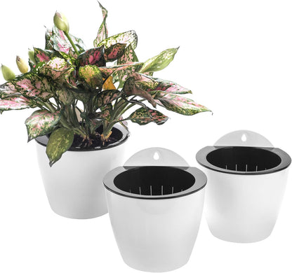 3 Pack Self Watering Wall Hanging Planter Pots Vertical Garden Window Hang Mount Indoor Outdoor