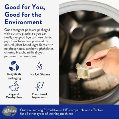 Clean People Laundry Detergent Pods - Recyclable Packaging, Hypoallergenic, Stain Fighting - Ultra