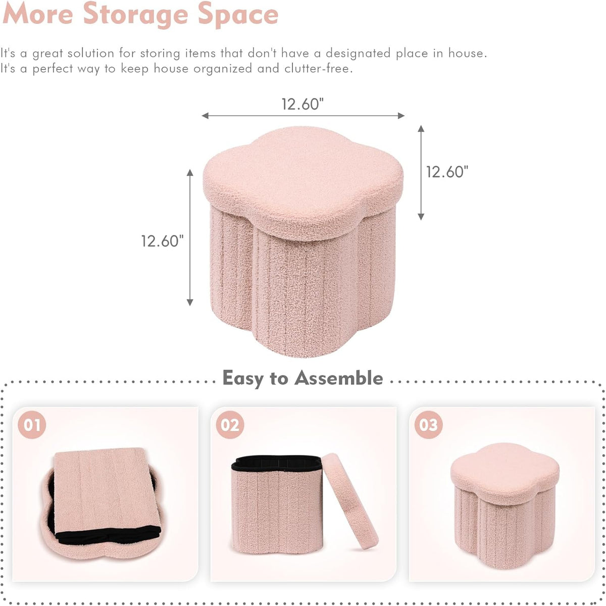 B FSOBEIIALEO Storage Ottoman Cube, Flowers Shaped Ottomans with Storage Foot Stool Footrest for
