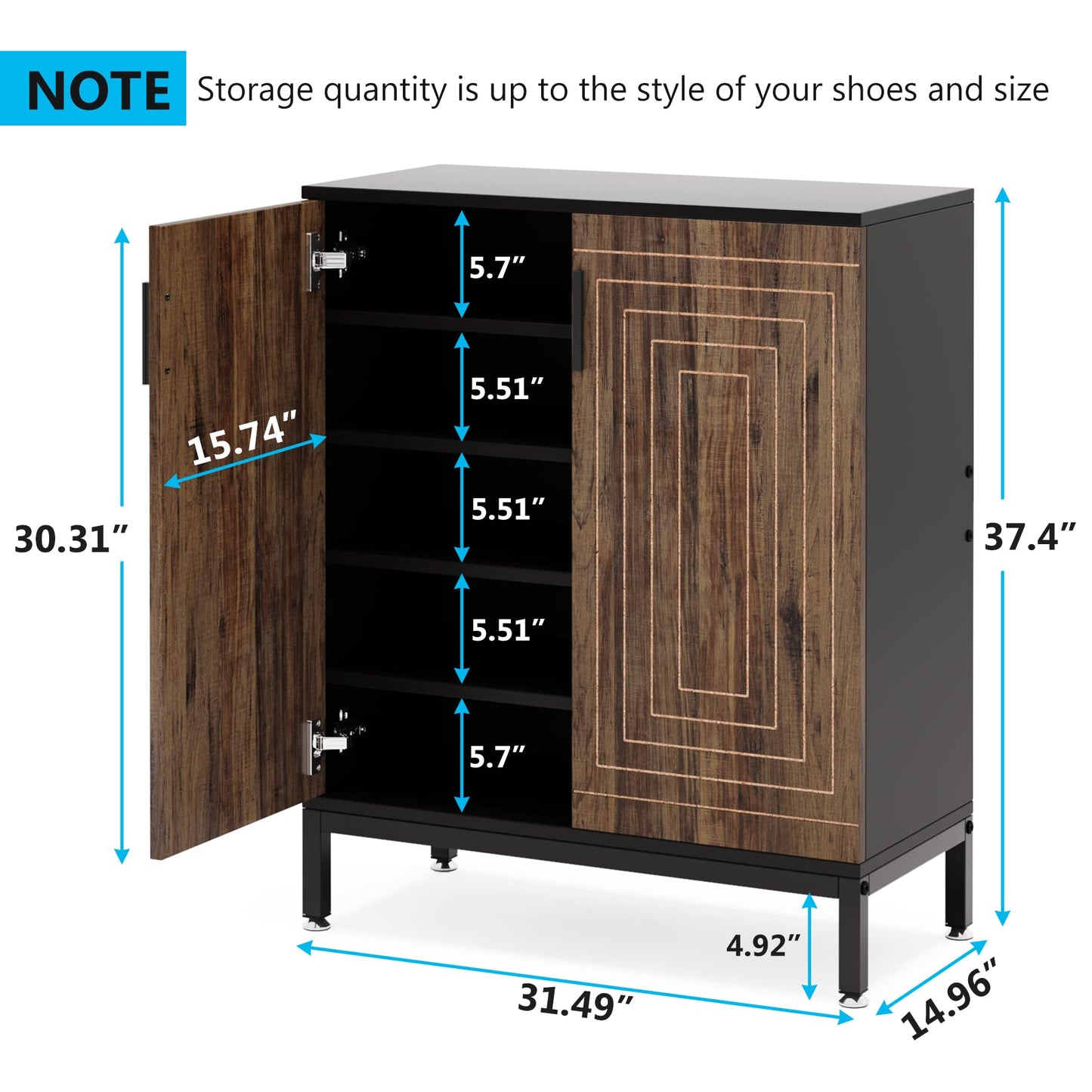 LITTLE TREE Shoe Cabinet with Doors, 20 Pairs Entryway Shoe Storage Cabinet Modern Storage