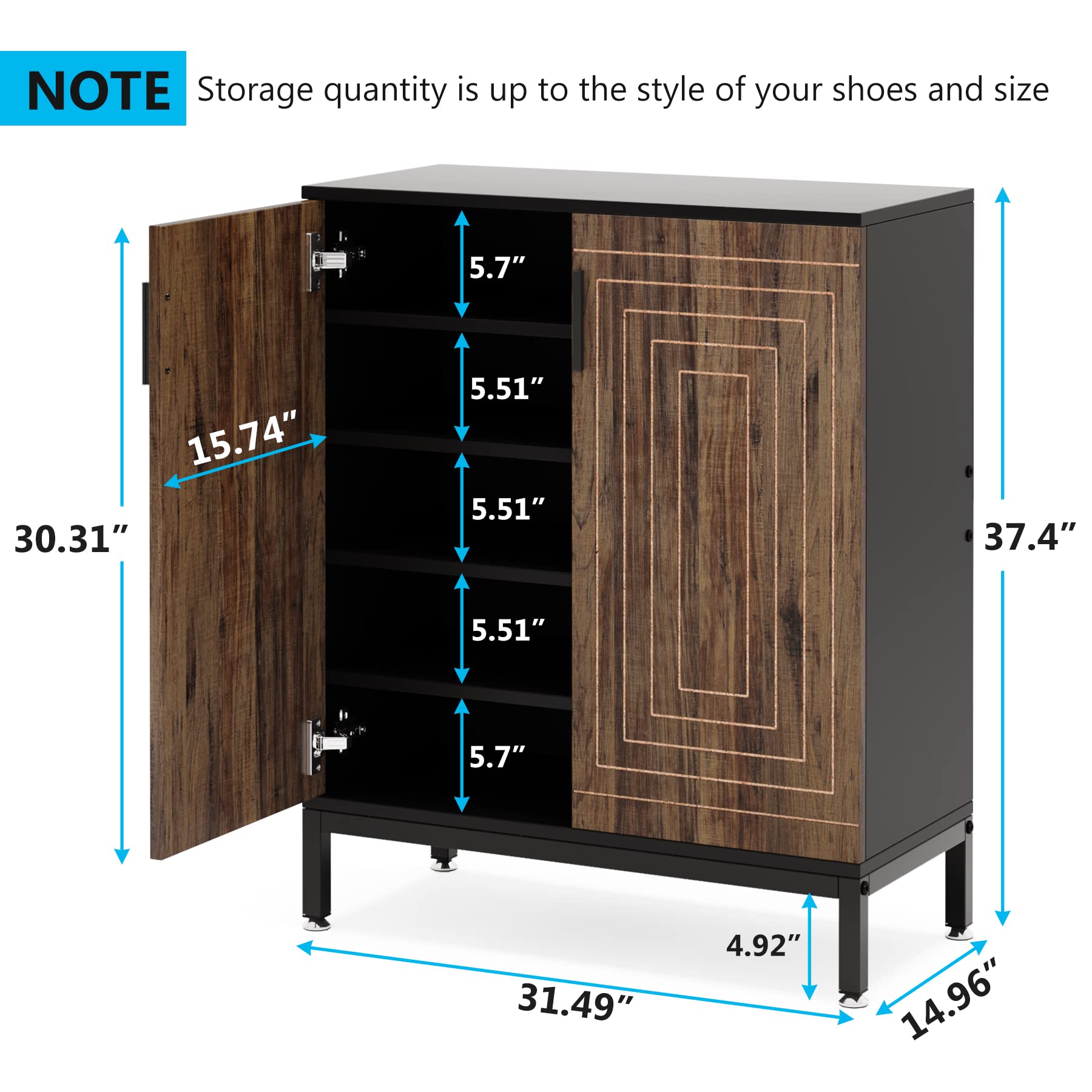 LITTLE TREE Shoe Cabinet with Doors, 20 Pairs Entryway Shoe Storage Cabinet Modern Storage
