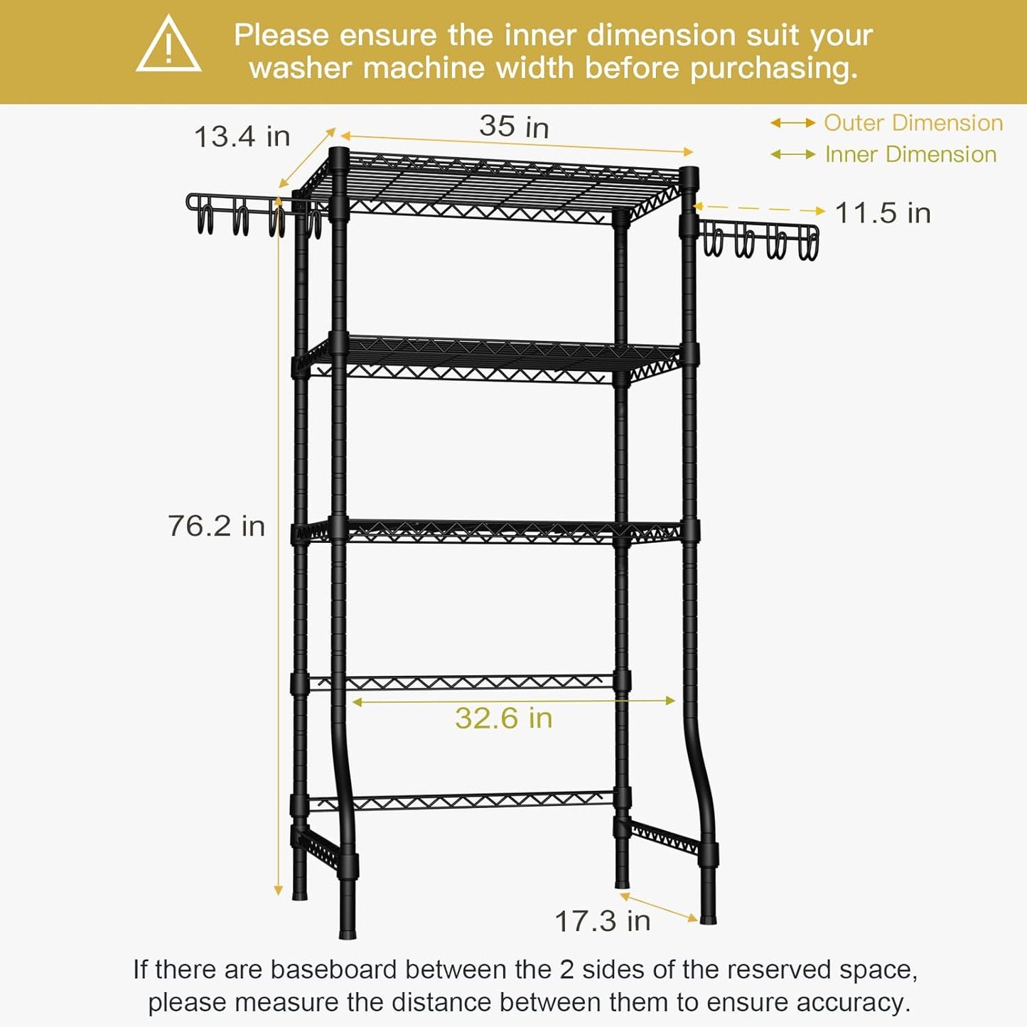 Ulif U8 Laundry Room Storage Organizer, Over The Washer and Dryer Storage Shelves for Laundry