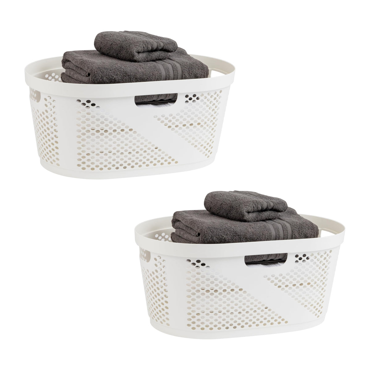 Mind Reader 40L Ventilated Laundry Baskets, Lightweight Clothes Hamper with Cutout Handles for