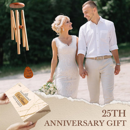 25th Wedding Anniversary Wind Chime, Happy 25th Anniversary Romantic Gifts for Couple, Parents