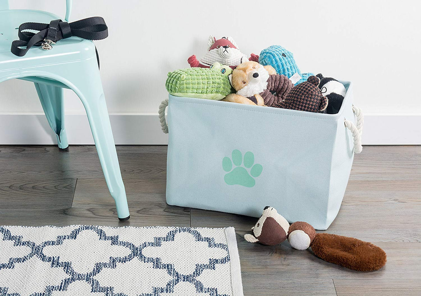 Bone Dry Pet Storage Collection Collapsible Bin, Medium Rectangle, Aqua