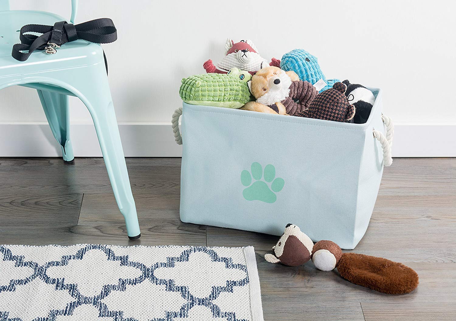 Bone Dry Pet Storage Collection Collapsible Bin, Medium Rectangle, Aqua