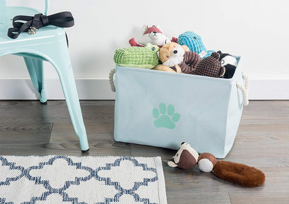 Bone Dry Pet Storage Collection Collapsible Bin, Medium Rectangle, Aqua