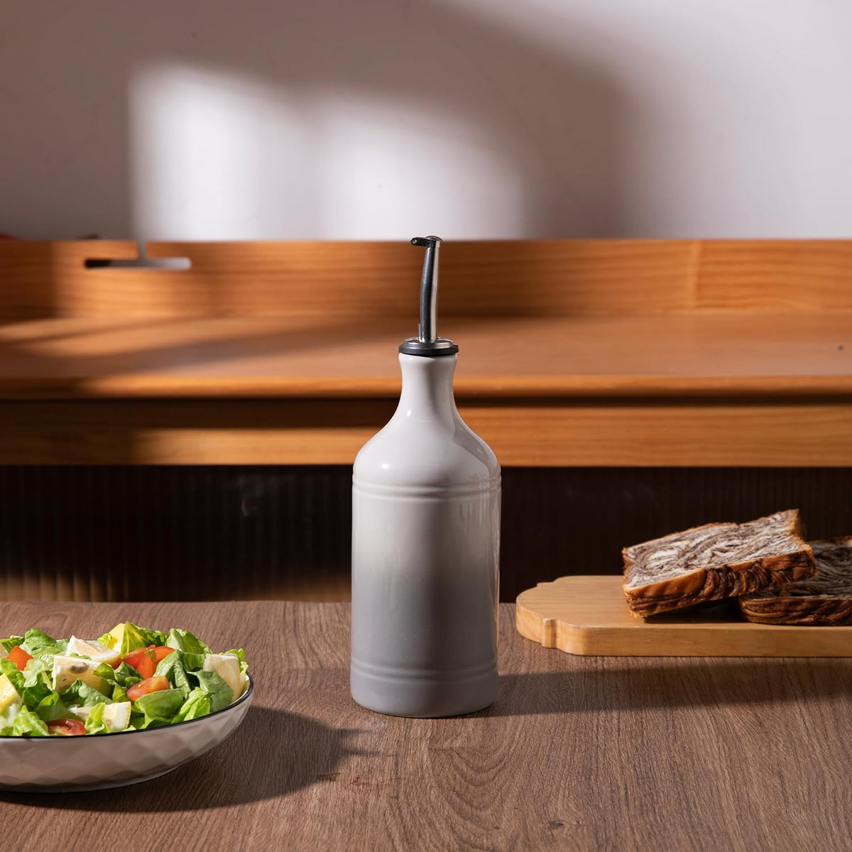 Sweejar Ceramic Olive Oil Dispenser Bottle, Opaque Oil Cruet Protects Oil to Reduce Oxidation