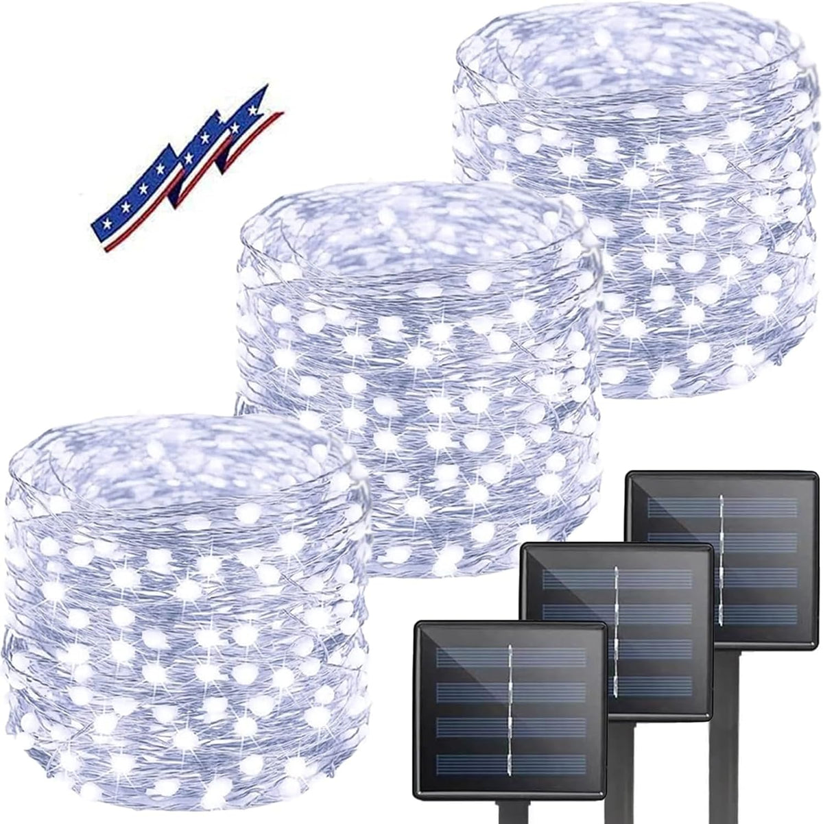 Solar Christmas String Lights Outside, 3 Pack Total 120FT 300 LED Solar Garden Twinkle Light