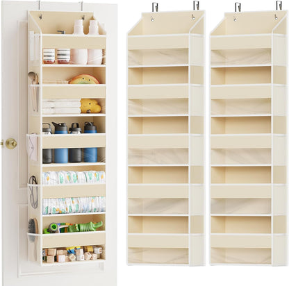 SpaceAid 2 Pack Over The Door Organizer with 5 Large Pockets and 10 Mesh Side Pockets, 5 Layers