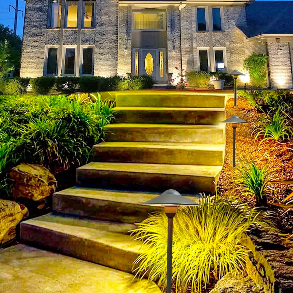 Arrownine Cast Aluminum Low Voltage Outdoor Pathway Light Walkway Landscape Path Lights Included