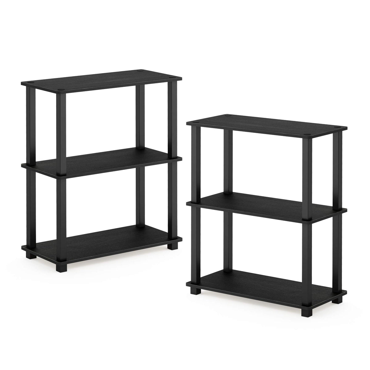 Furinno TURN-S-TUBE Storage Shelves Set of 2, 3-Tier Book Shelf, Corner Shelf, Toolless Open