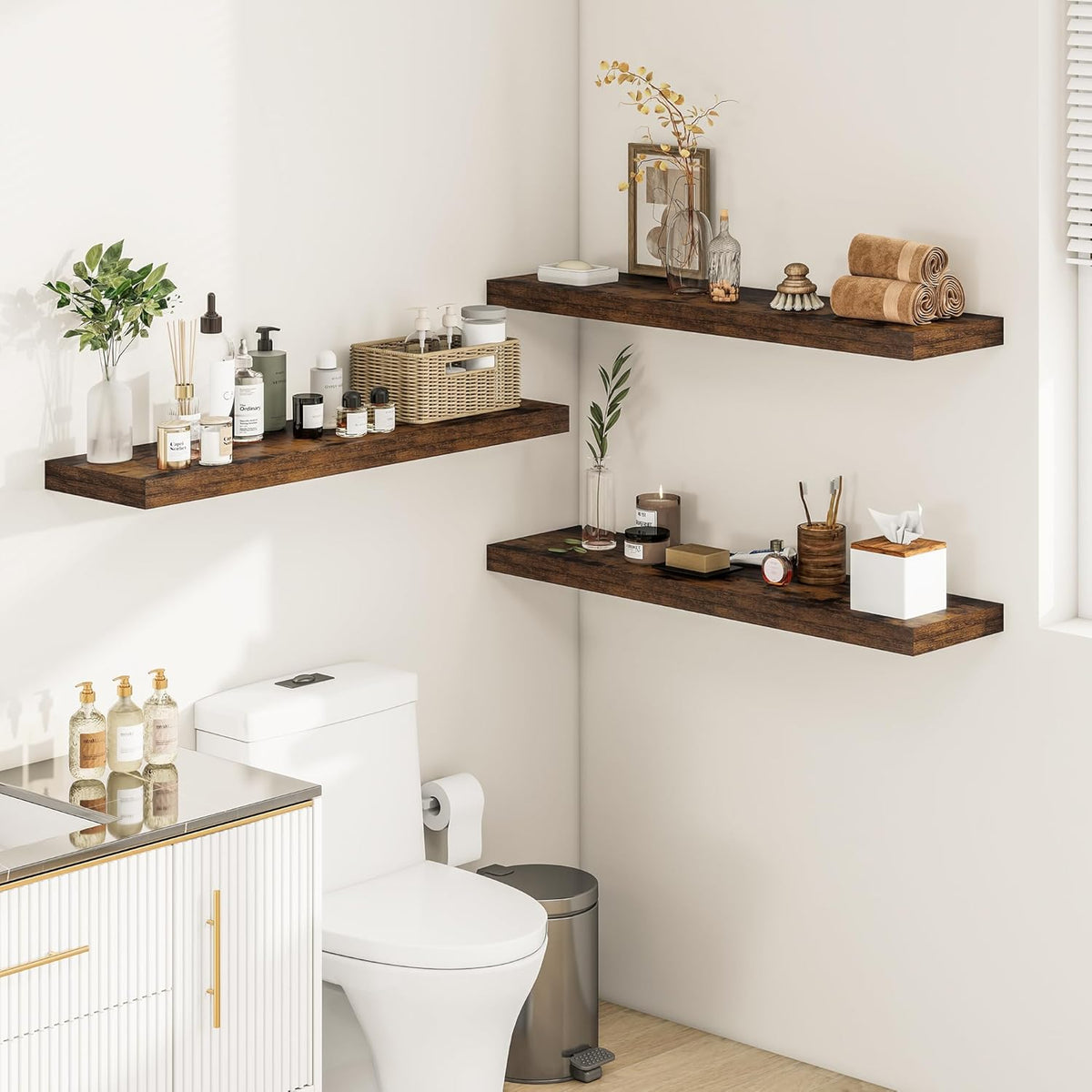 12" Deep Floating Shelves for Wall 36 Inches Long, Heavy Duty Wall Shelves for Bedroom Bathroom