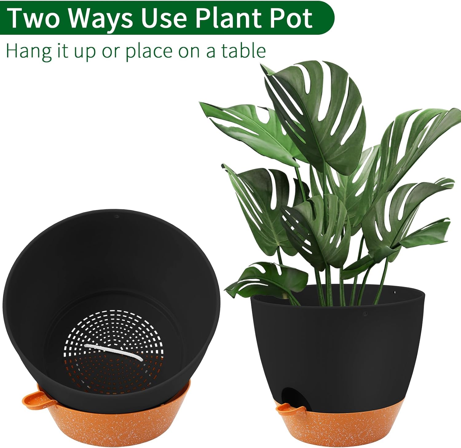 GARDIFE Large Hanging Planter, 12 inch Hanging planters for Indoor. Outdoor Plants, Self Watering