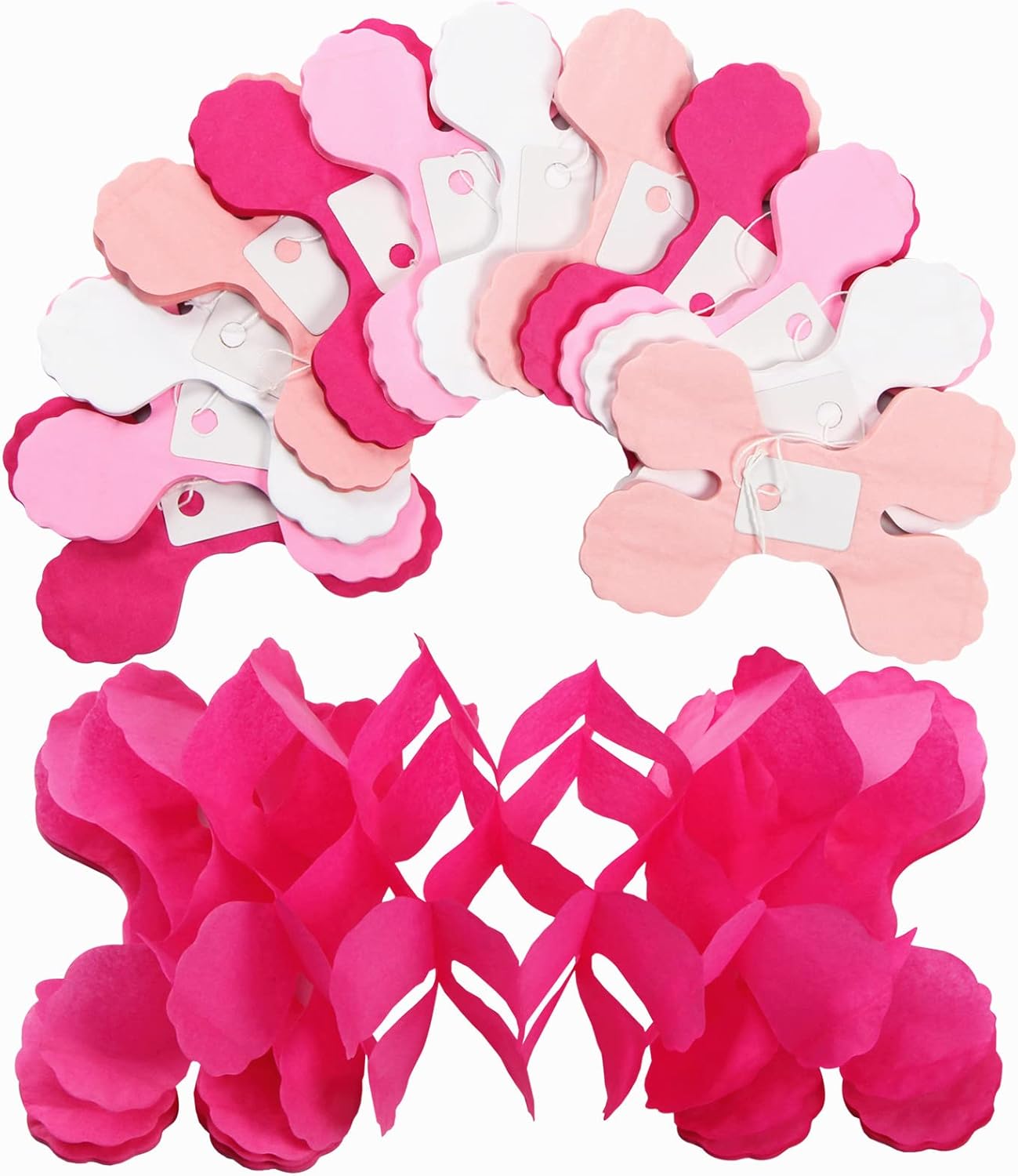 Rose-Red Pink-White Party-Decorations Streamers Garland - 157Ft Four-Leaf Clover Hanging