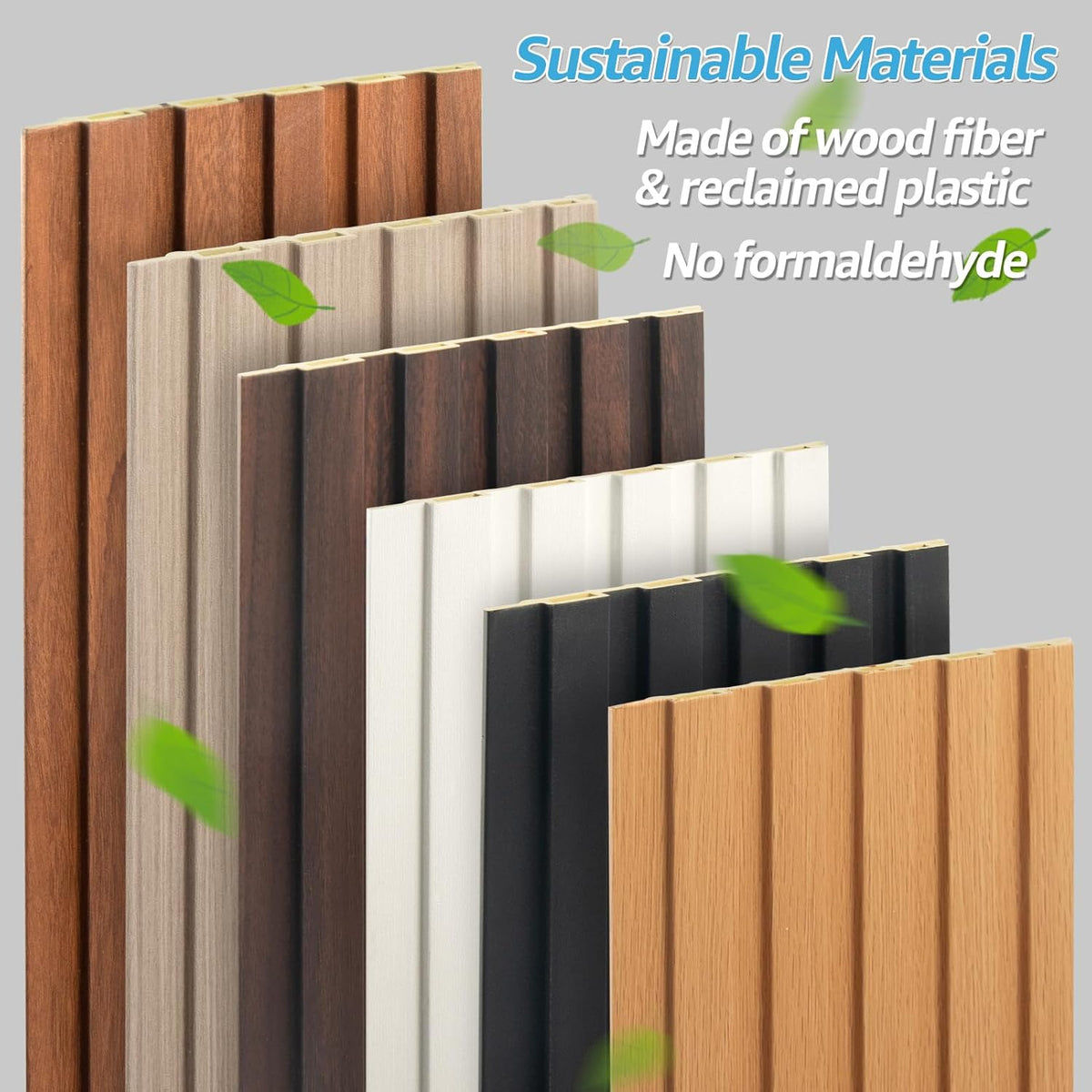 Art3d WPC Slat Wall Panels, 8-Pack 108 x 6 Inch 3D Wall Accents for Interior Wall Decor, Living
