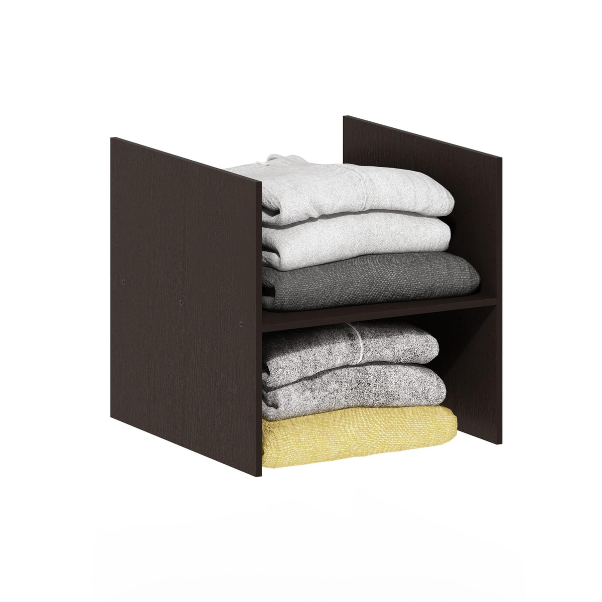 Furinno Cubicle H-Shelf Cube Insert, 2-Tier Cube Organizer, Black Oak
