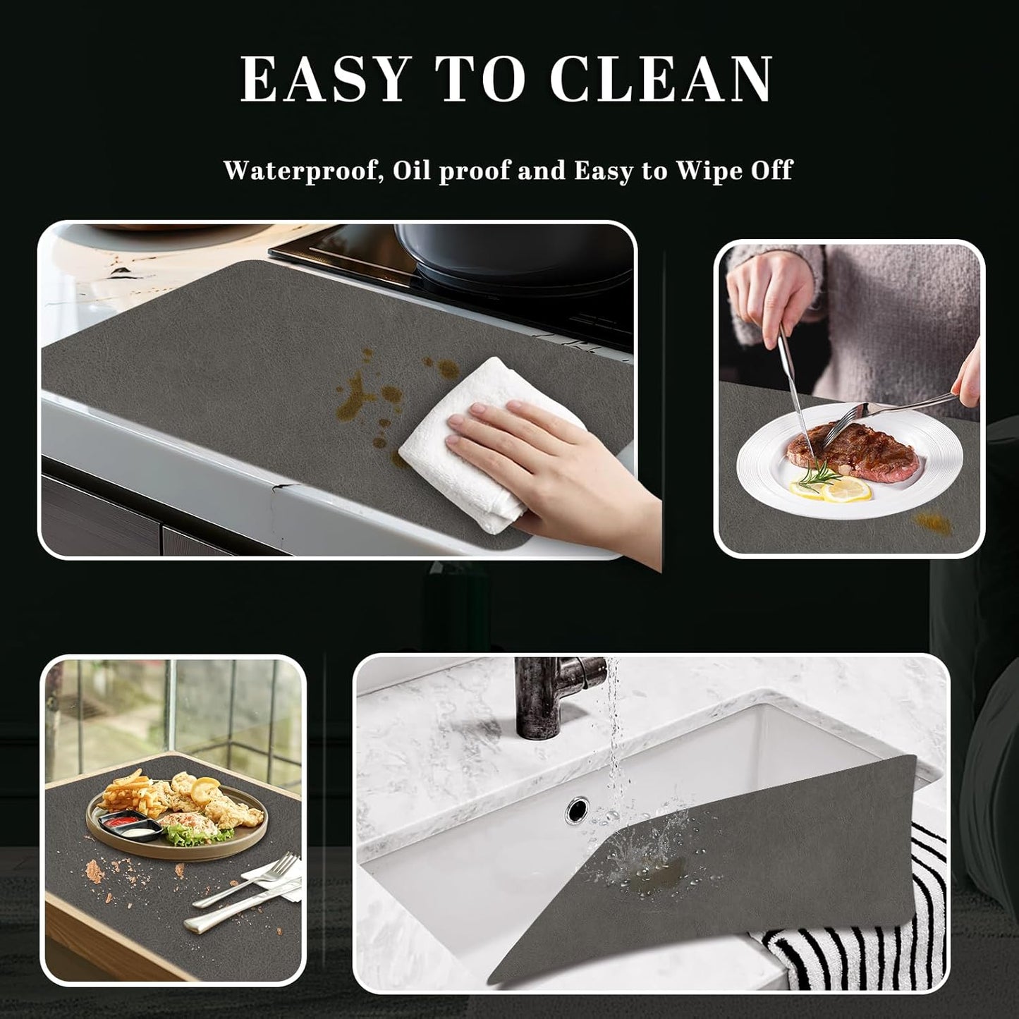 BLESWIN Faux Leather Placemats, PU Dining Table, Waterproof and Oil Resistant Easy to Clean, Heat