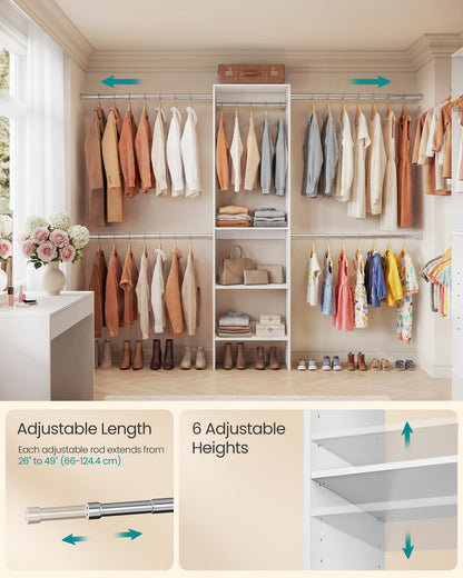 SONGMICS Closet System, Customizable Walk-In Closet Organizer System with Adjustable Hanging Rods