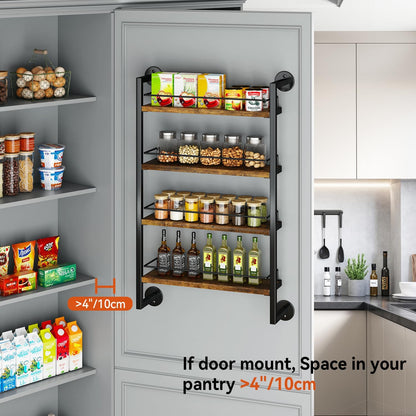 IBUYKE Spice Rack Wall Mount,4 Tier Hanging Seasoning Organizer,Large Spice Rack for Wall for up to