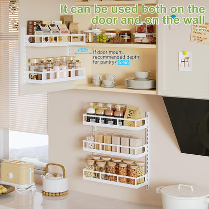 X-cosrack Wall Mount Spice Rack Organizer 5 Tier Height-Adjustable Hanging Spice Shelf Storage for