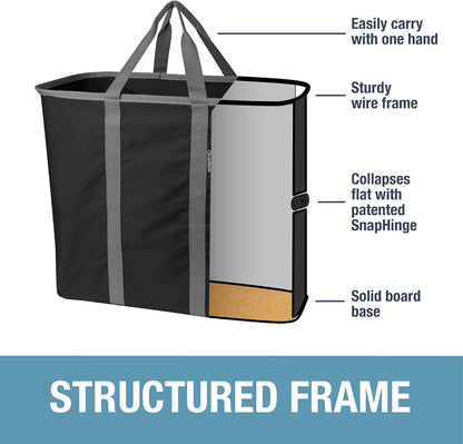 CleverMade Collapsible Laundry Caddy, 64L Pop-Up Hamper, 2 Pack, Black Gray