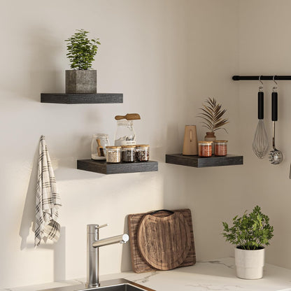 Square Floating Shelves for Wall, 12" W x 12" D x 1.2" H, Small Wooden Wall Mounted Display Shelves