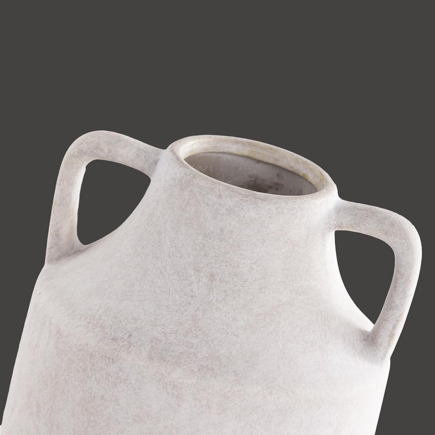 Mitt&Ditt Ceramic Flower Vase with Handles, 8 inch Tall Off-White Vase, Decorative Terracotta