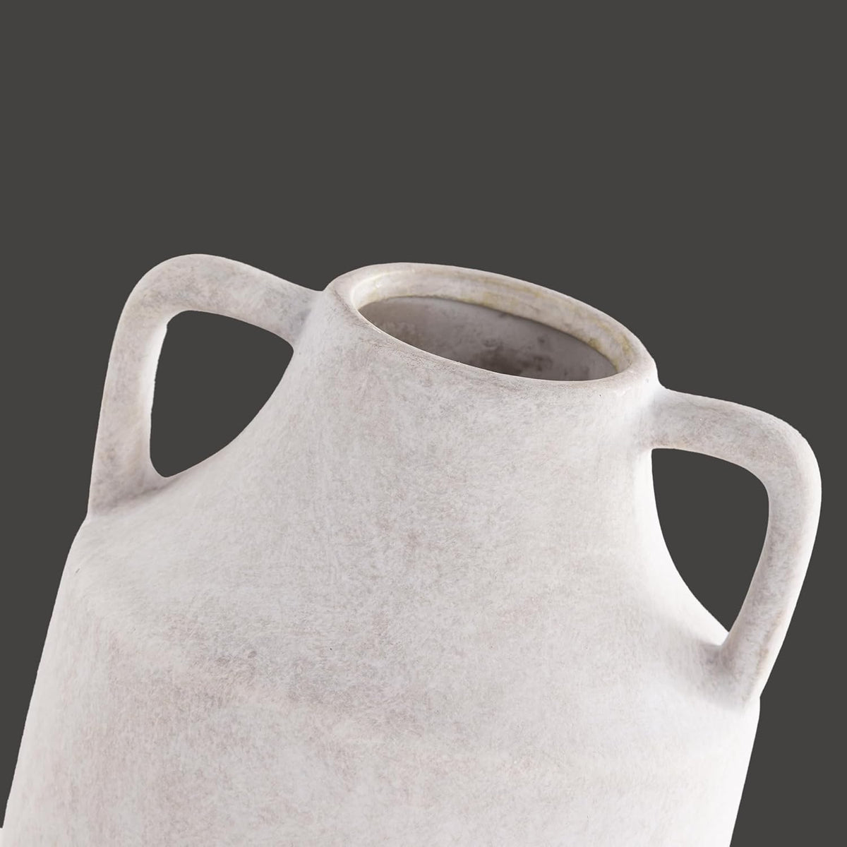 Mitt&Ditt Ceramic Flower Vase with Handles, 8 inch Tall Off-White Vase, Decorative Terracotta