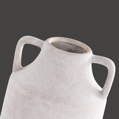 Mitt&Ditt Ceramic Flower Vase with Handles, 8 inch Tall Off-White Vase, Decorative Terracotta