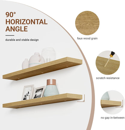 Heimlove Floating Shelves for Wall 48 Inches Long,9.3" Deep Oak Floating Shelf Set of 2,Wall