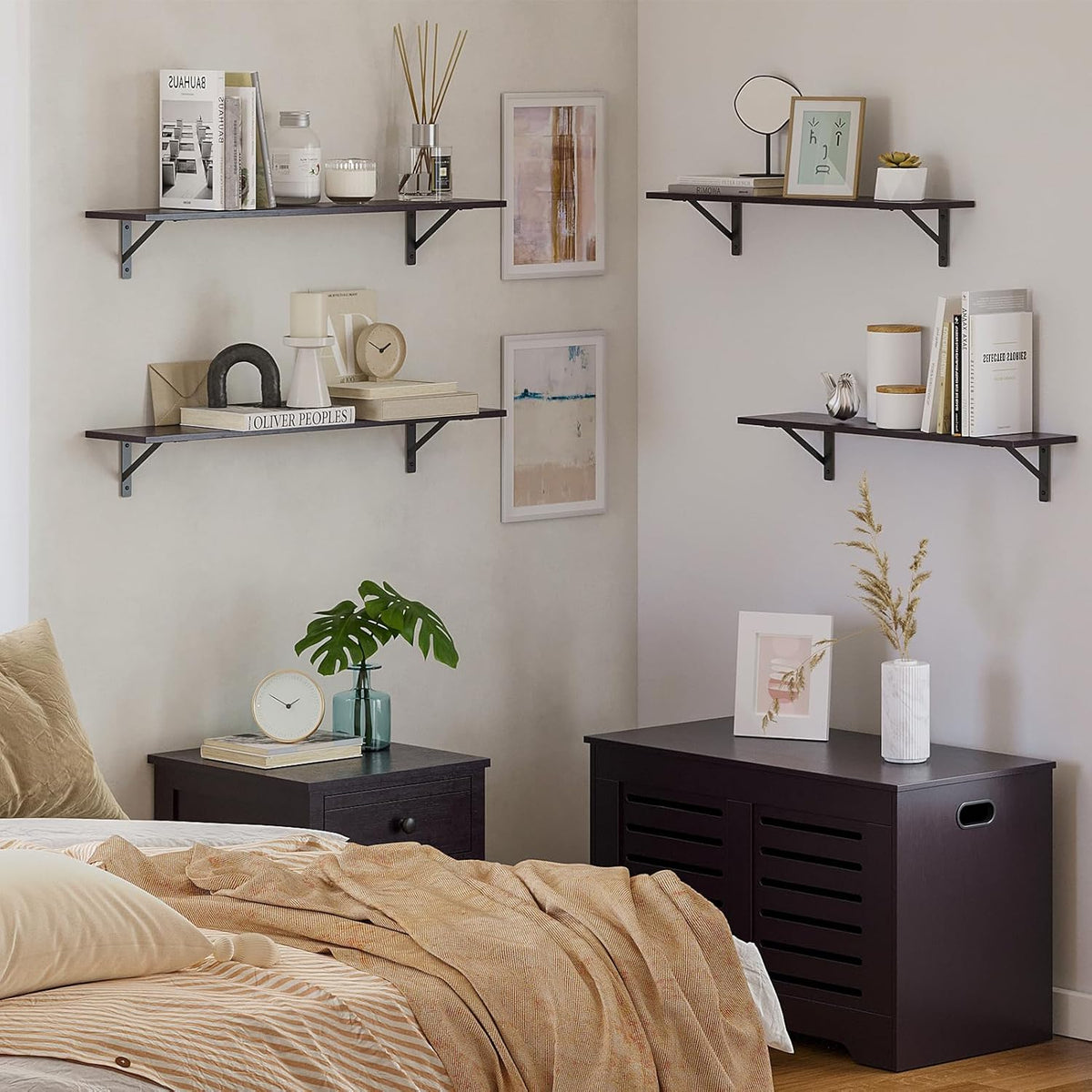 DINZI LVJ Long Wall Shelves, 23.6 Inch Wall Mounted Shelves Set of 2, Easy-to-Install, Wall Storage
