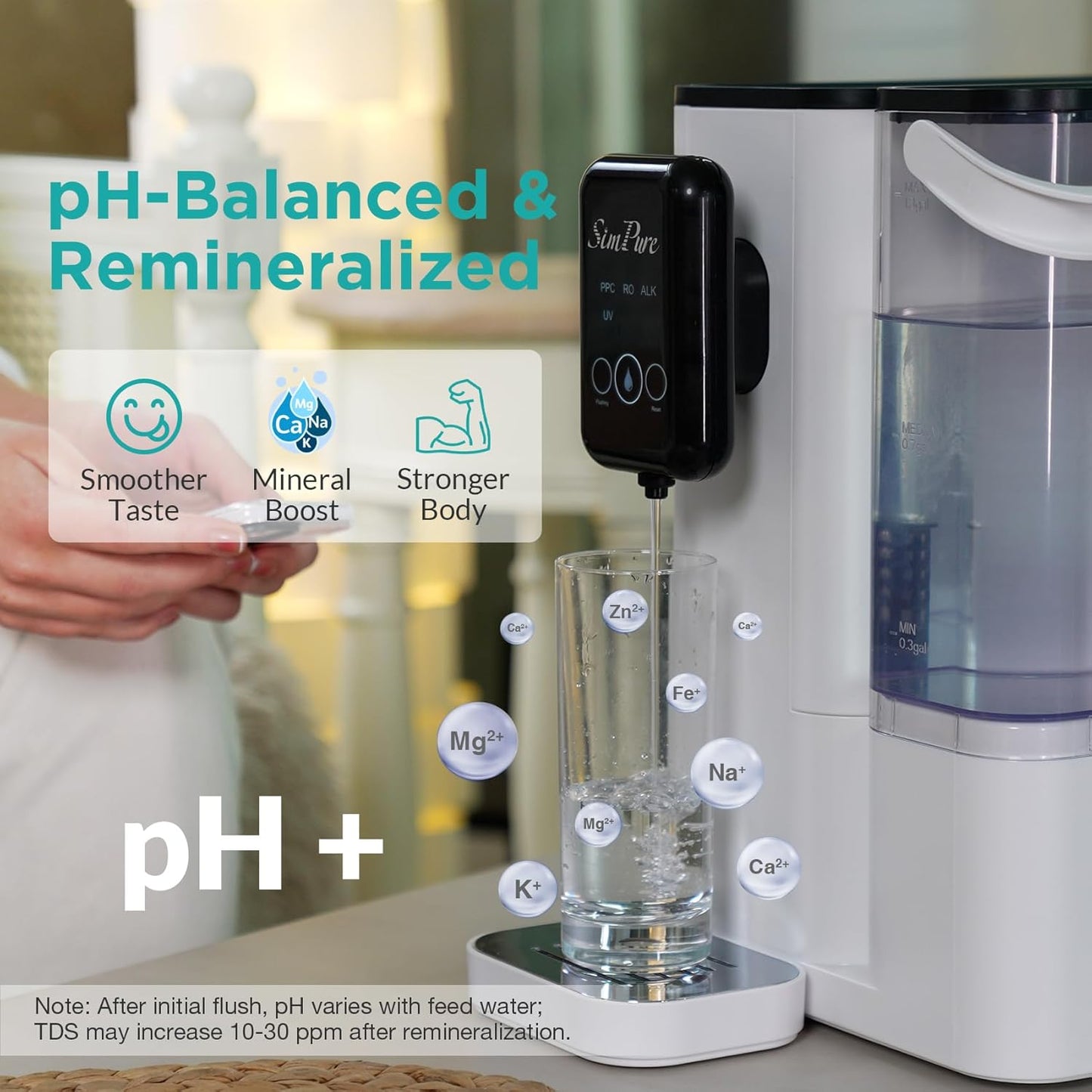 SimPure Y9A Countertop Reverse Osmosis Water Filter, Alkaline Remineralization 300 GPD 6 Stage