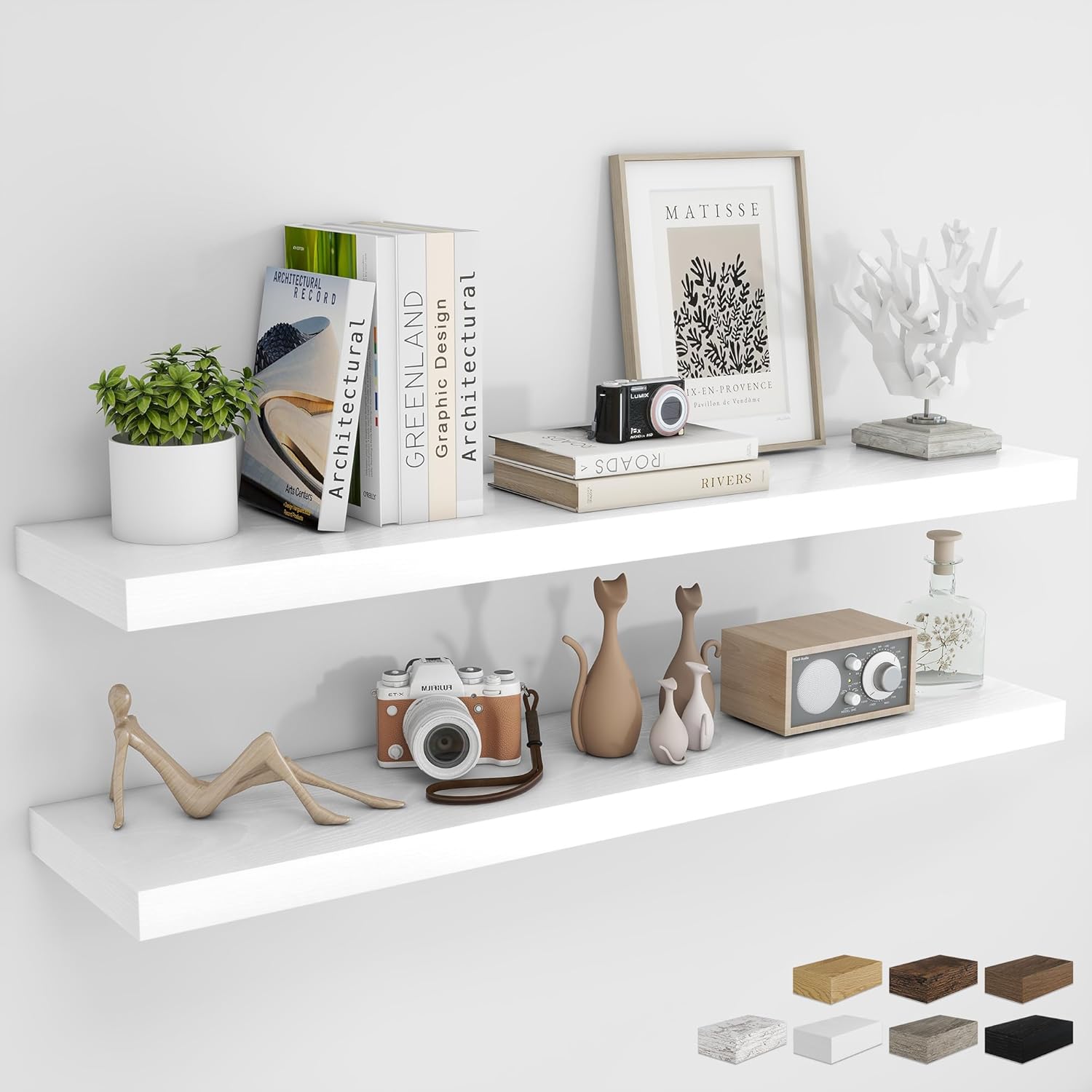 RICHFOCUS 48Inch Floating Shelves for Wall 2 Pack Shelves for Bedroom|Kitchen|Bathroom Wall Mounted