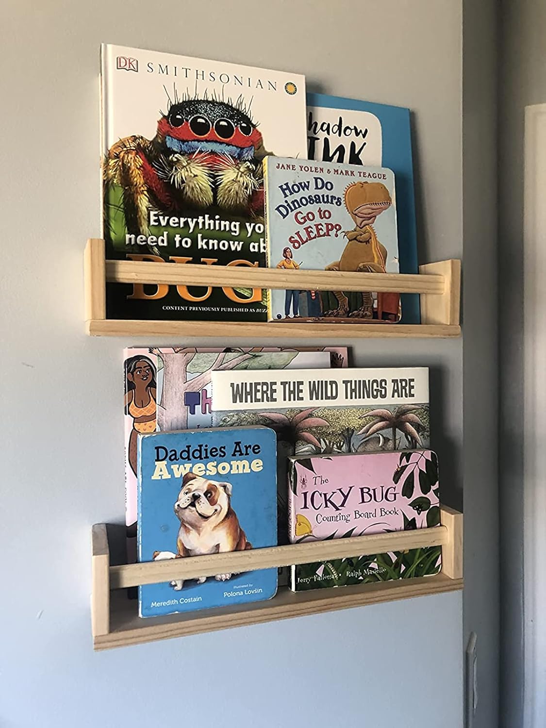 Gneric Floating Shelves for Wall, Burlywood Nursery Book Shelves, 15.7 inch Kids Bookshelf, Wall