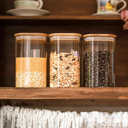 Glass Food Storage Jars 37 oz Set of 6,Glass Storage Containers Clear Glass Food Canister with