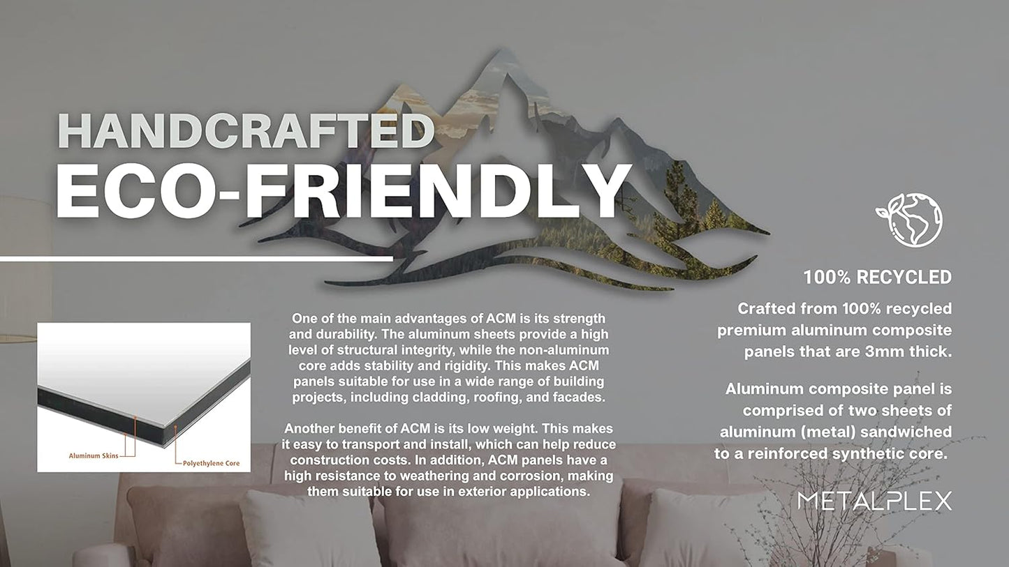 METALPLEX Mountain Range Metal Wall Art - Fade-Resistant and Rust-Free Indoor & Outdoor Aluminum